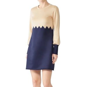 Waverly Grey Beige and Navy Long Sleeve Dress